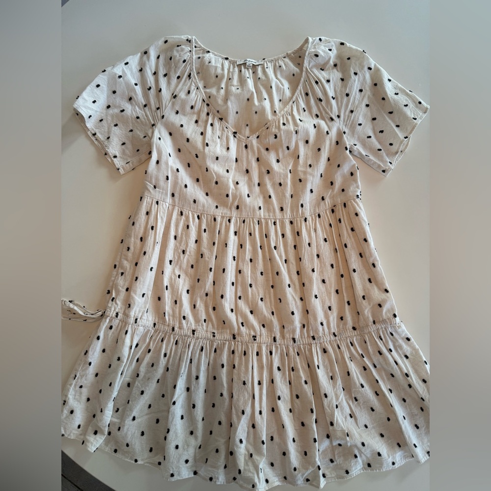 Madewell Cotton-Linen Lorelei Mini Dress in Clip Dot
